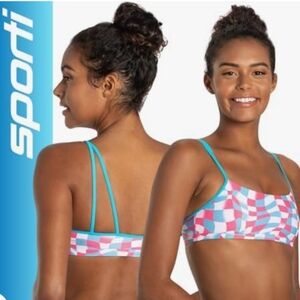 Sporti x Gretchen Walsh Liquified Checks Tracy Double Strap Bikini Top